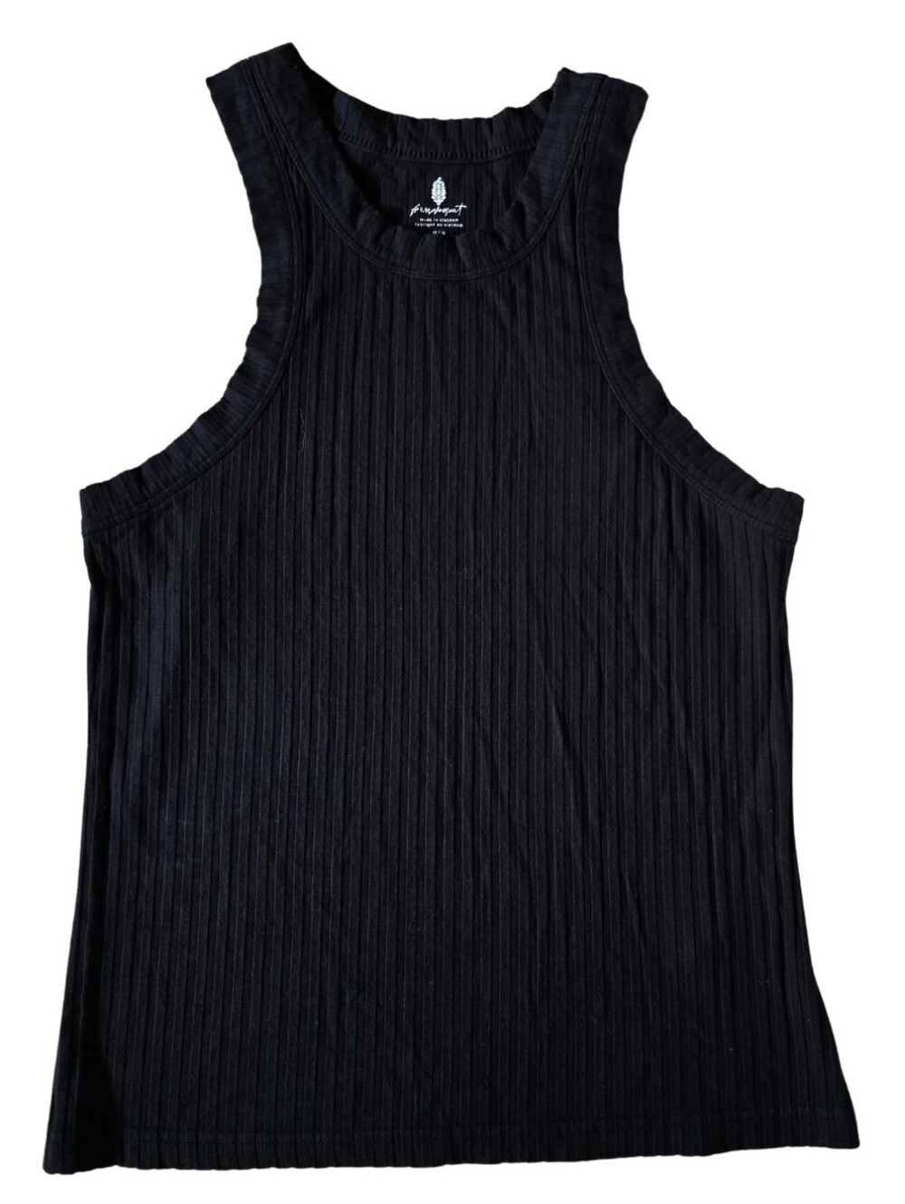 Free People FP Movement Blissed Out Tank in Black Ribbed Racerback Top Medium - Picture 5 of 7